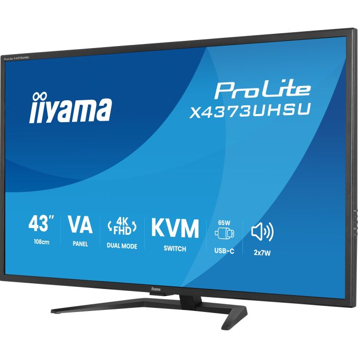 iiyama Monitor ProLite X4373UHSU-B2 43" VA-panel, 3840x2160(4K)UHD-DualMode 120Hz3ms, 450cdm², 2xHDMI, DP, KVM, Remote control