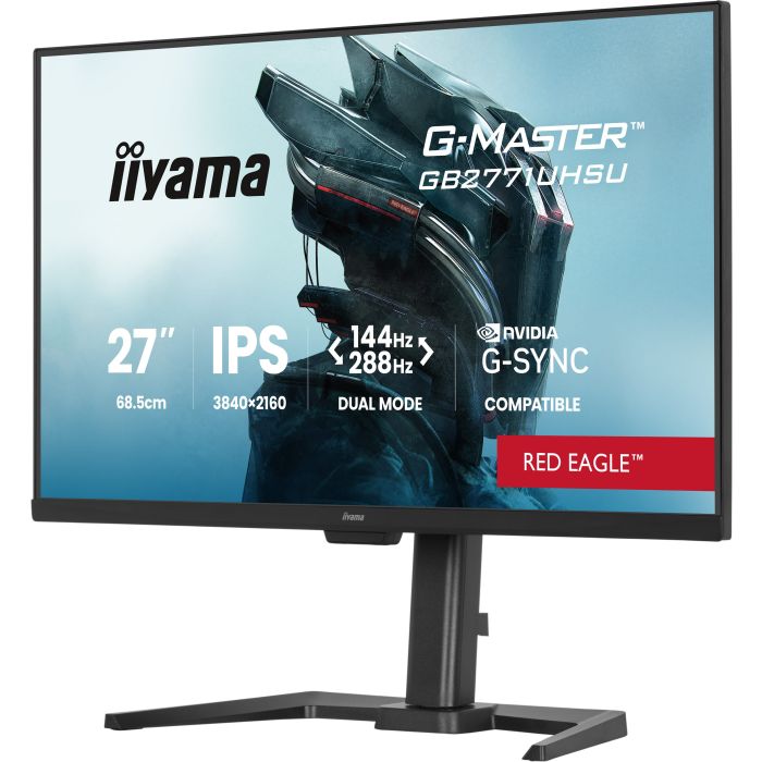 iiyama G-Master Red Eagle GB2771UHSU-B1 27" IPS Gaming, 3840x2160 144Hz0.8ms, DualModeFHD288Hz, 450cd/m², 2xHDMI 2.1, DP, G-SYNC