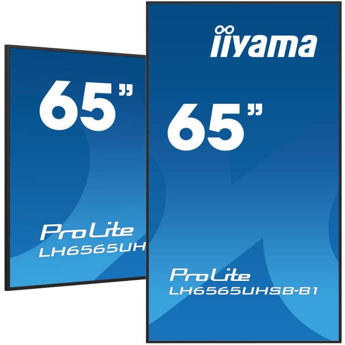 iiyama ProLite LH6565UHSB-B1 65" UHD IPS panel, 3840x2160, 800cd/m², 24/7, iiSignage², 2x HDMI, DP, Land/Port, VESA Mount 400x400