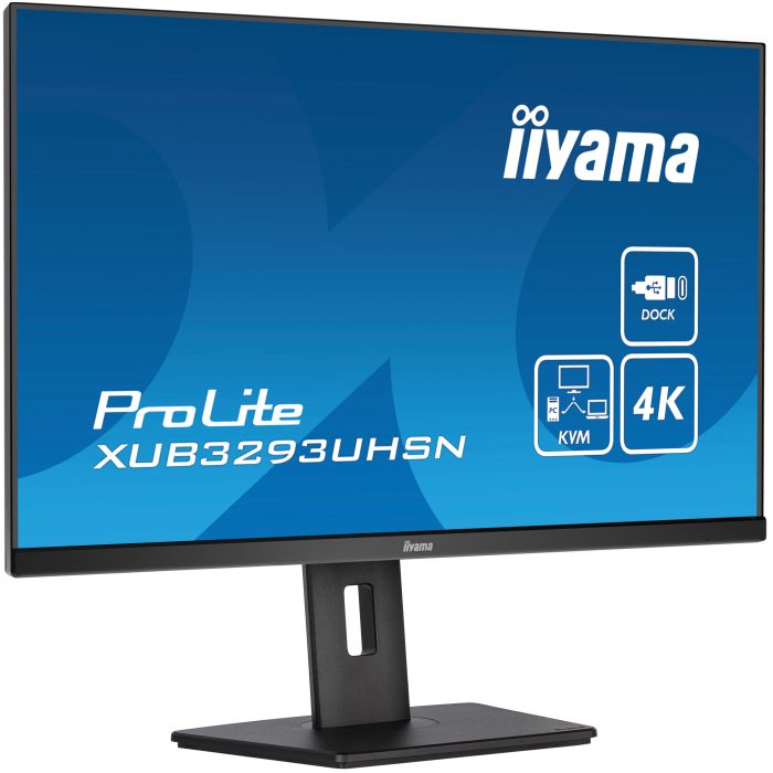 iiyama Monitor ProLite XUB3293UHSN-B5 32" IPS-panel, 3840x2160 UHD 60Hz4ms, 350cd/m², USB-C Dock (LAN/KVM/65W PD), HDMI, DP