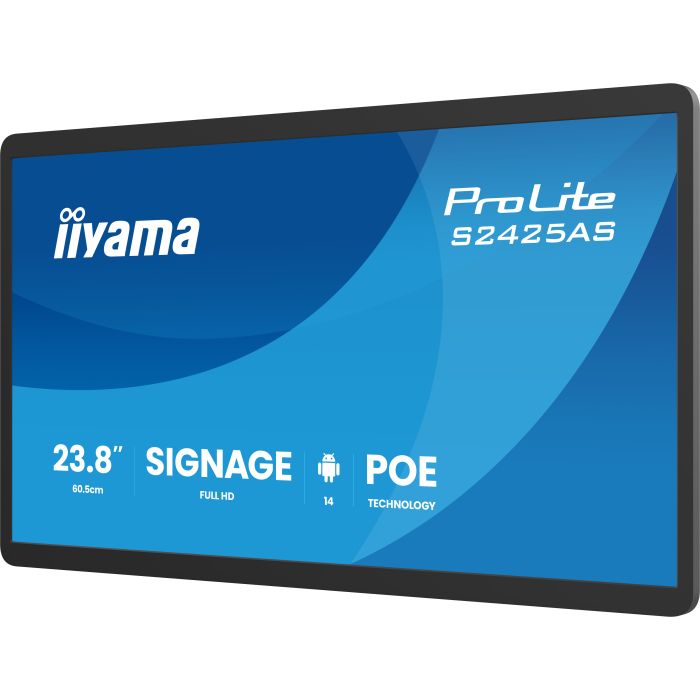 iiyama ProLite S2425AS-B1P 24" IPS LED, DS, 1920x1080, 500cd/m², 24/7, PoE, iiSignage², Land/Port