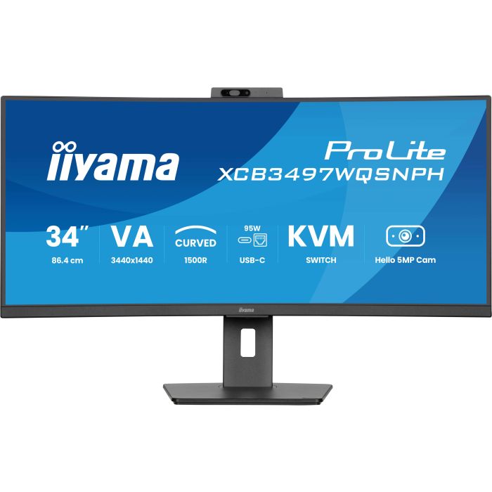 iiyama Monitor ProLite XCB3497WQSNPH-B1 34" UW Curved VA-panel, 3440x1440 120Hz0,4ms, 350cd/m², USB-C Dock, 2xHDMI, DP, Adaptive Sync