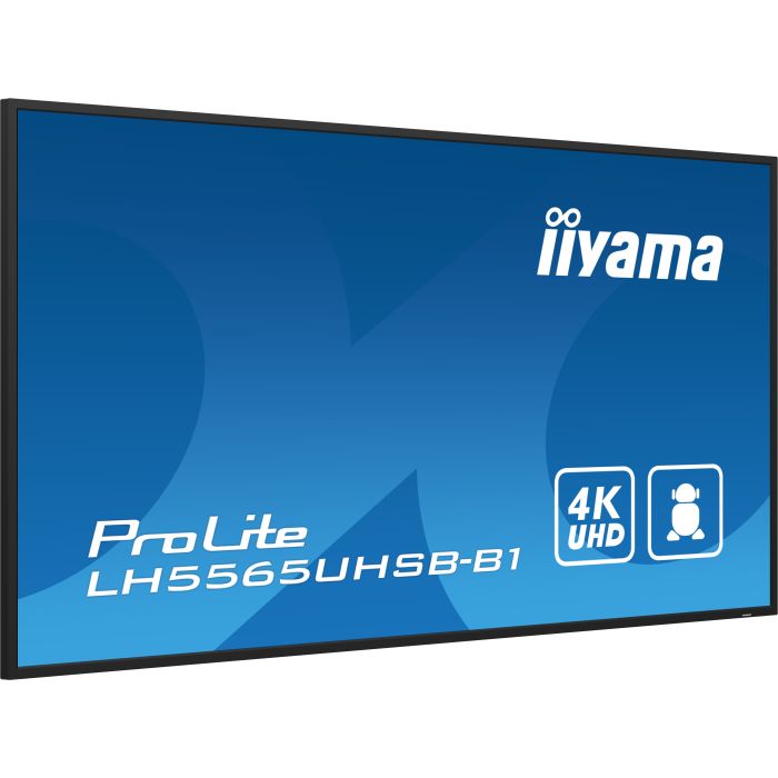iiyama ProLite LH5565UHSB-B1 55" UHD IPS panel, 3840x2160, 800cd/m², 24/7, iiSignage², 2x HDMI, DP, Land/Port, VESA Mount 400x400