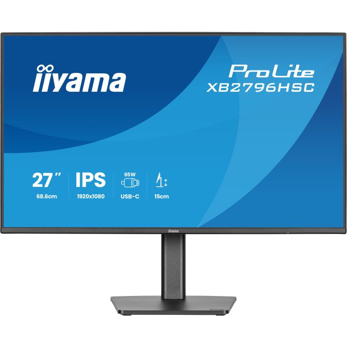 iiyama Monitor ProLite XB2796HSC-B1 27" IPS-panel, 1920x1080 144Hz3ms, 300cd/m², 15cmHeightAdj.Stand, HDMI, USB-C (65W PD)