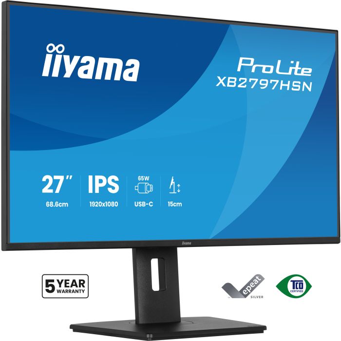 iiyama Monitor ProLite XB2797HSN-B1 27" IPS-panel, 1920x1080 100Hz1ms, 350cd/m², USB-C Dock, 15cmHeightAdj.StandHDMI, DP