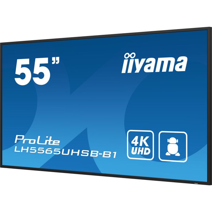 iiyama ProLite LH5565UHSB-B1 55" UHD IPS panel, 3840x2160, 800cd/m², 24/7, iiSignage², 2x HDMI, DP, Land/Port, VESA Mount 400x400