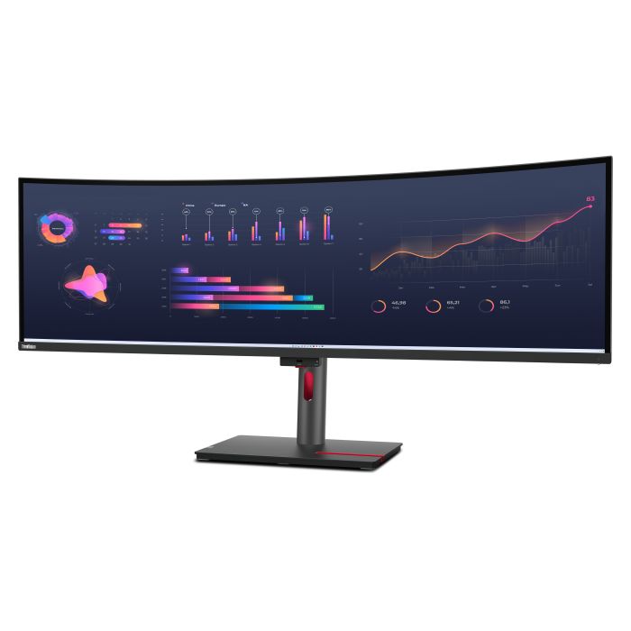 Lenovo Monitor ThinkVision P49w-30 49" 32:9 IPS 5120 x 1440 Curved 4ms 350cd 2000:1 60Hz Dock Speakers Tilt Swivel Lift