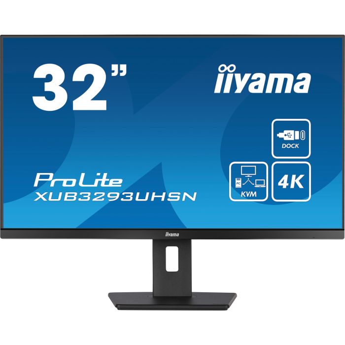 iiyama Monitor ProLite XUB3293UHSN-B5 32" IPS-panel, 3840x2160 UHD 60Hz4ms, 350cd/m², USB-C Dock (LAN/KVM/65W PD), HDMI, DP