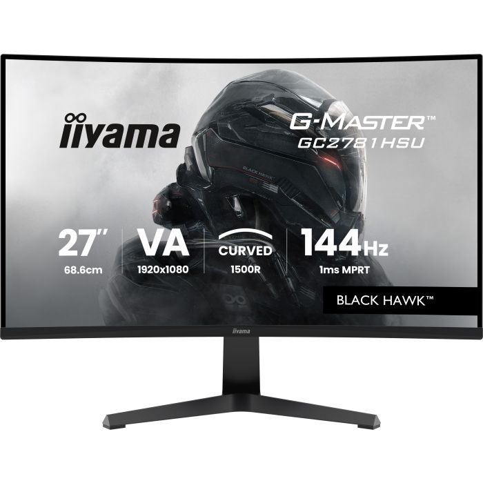 iiyama Black Hawk GC2781HSU-B1 27" VA-panel, Curved Gaming 1500R, 1920x1080 144Hz1ms, 350cd/m², HDMI, DP, FreeSync