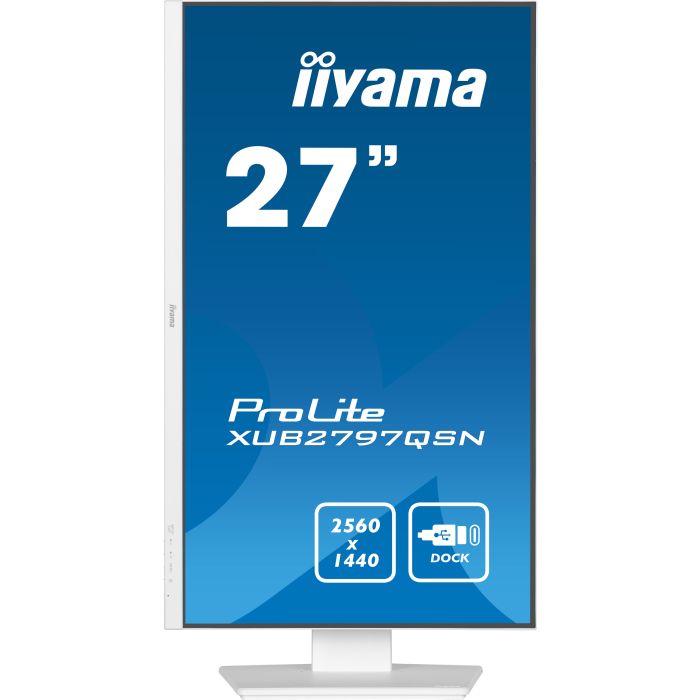 iiyama ProLite XUB2797QSNP-B1 27" IPS-panel WQHD, 2560x1440, 100Hz, 1ms, USB-C, HDMI, DP, KVM, LAN, Dock, Flicker-Free