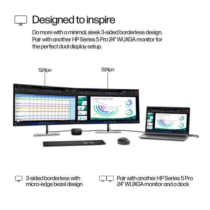 HP S5 PRO 524PN 24 WUXGA 16:10 1920X1200 IPS 350CD 1500:1 5MS DP HDMI 3/3/0