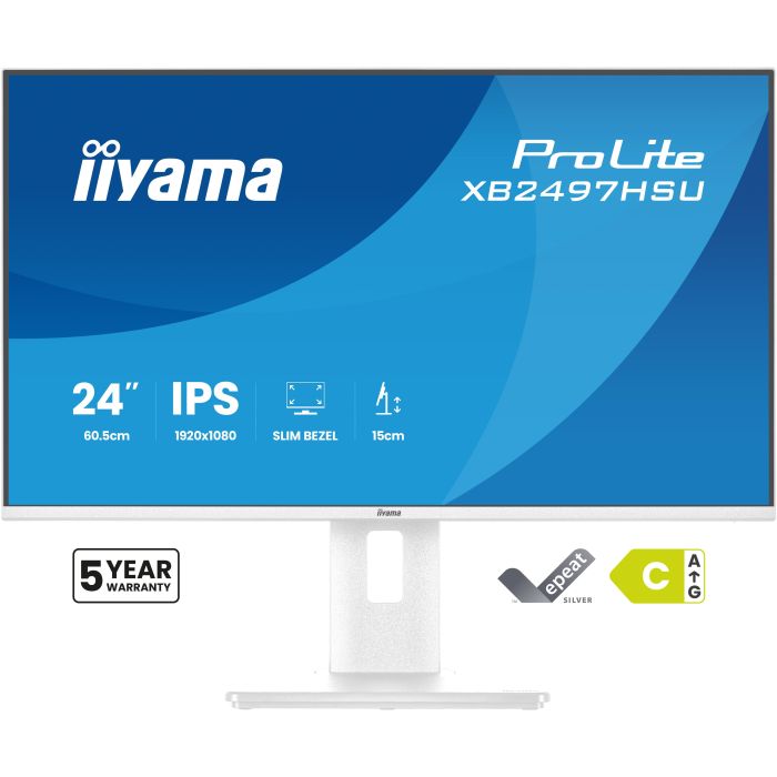 iiyama Monitor ProLite XB2497HSU-W1 24" WH IPS-panel, 1920x1080 120Hz4ms, 350cd/m², 15cmHeight Adj.Stand, HDMI, DP