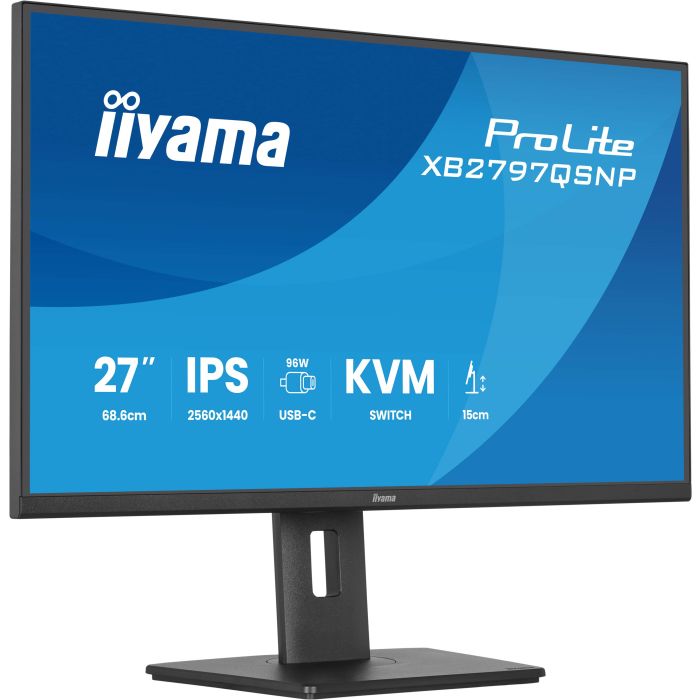 iiyama Monitor ProLite XB2797QSNP-B1 27" IPS-panel, 2560x1440 75Hz1ms, 350cd/m², EyeComfort, USB-C Dock, USB-C, KVM, HDMI, DP