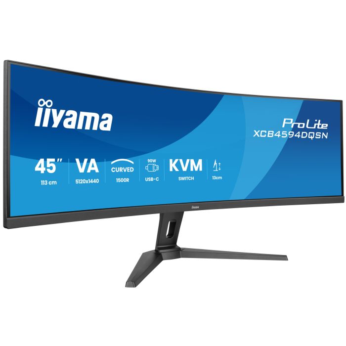 iiyama Monitor ProLite XCB4594DQSN-B1 44,5" UW Curved, VA-panel, DQHD 5120x1440 165Hz0.8ms, 450cd/m², USB-C Dock, 2x HDMI 2.1, DP