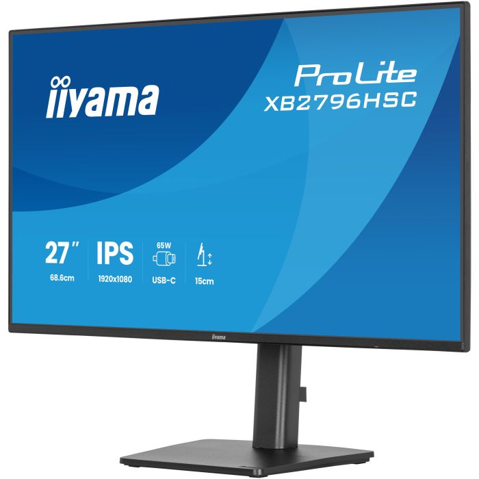 iiyama Monitor ProLite XB2796HSC-B1 27" IPS-panel, 1920x1080 144Hz3ms, 300cd/m², 15cmHeightAdj.Stand, HDMI, USB-C (65W PD)