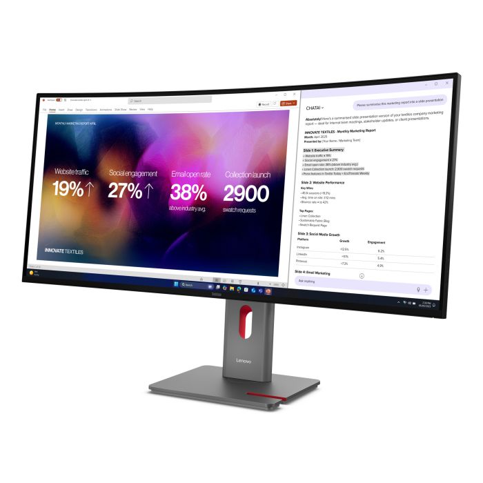 Lenovo Monitor ThinkVision P40WD-40 40" IPS 5K WUHD AG Curved 4ms 1000:1 120Hz Dock Daisy MC60 Camera Speakers Tilt Swivel Lift