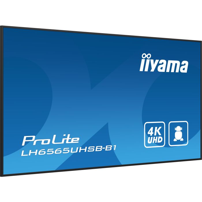 iiyama ProLite LH6565UHSB-B1 65" UHD IPS panel, 3840x2160, 800cd/m², 24/7, iiSignage², 2x HDMI, DP, Land/Port, VESA Mount 400x400