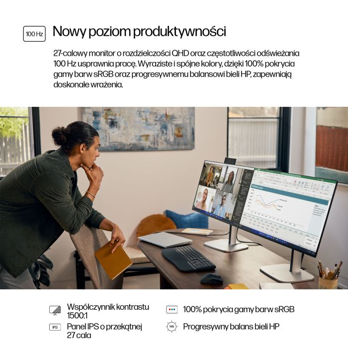 HP S5 PRO 527PQ 27 QHD (2560x1440) IPS 350n 5ms DP HDMI HAS USB-B 3/3/0