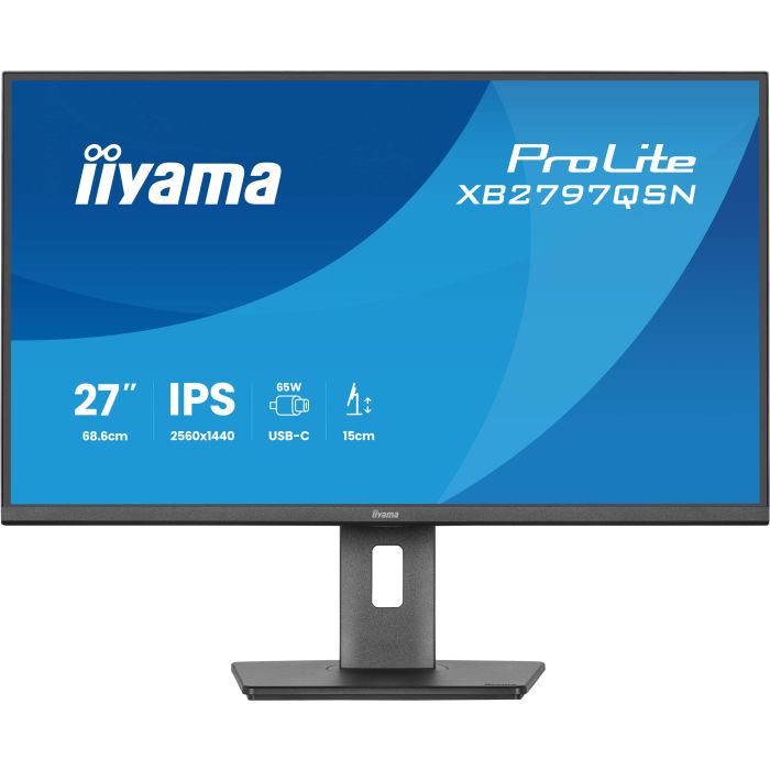 iiyama Monitor ProLite XB2797QSN-B1 27" IPS-panel, 2560x1440 1ms, 350cd/m², EyeComfort, USB-C Dock, USB-C, HDMI, DP