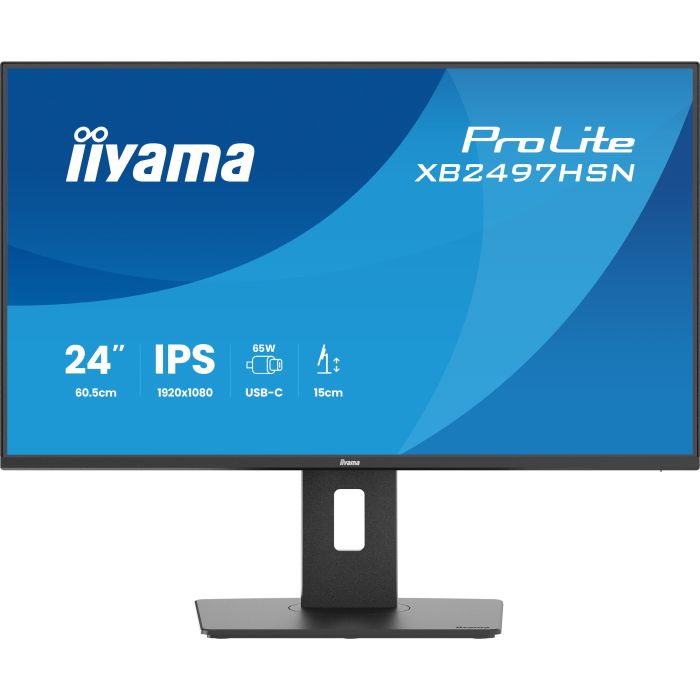 iiyama Monitor ProLite XB2497HSN-B1 24" IPS 4-side slim, 1920x1080 100Hz1ms, 350cd/m², USB-C Dock, 15cmHeightAdj.Stand, HDMI, DP