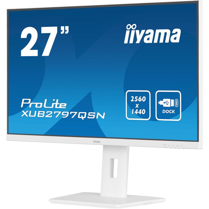 iiyama ProLite XUB2797QSNP-B1 27" IPS-panel WQHD, 2560x1440, 100Hz, 1ms, USB-C, HDMI, DP, KVM, LAN, Dock, Flicker-Free