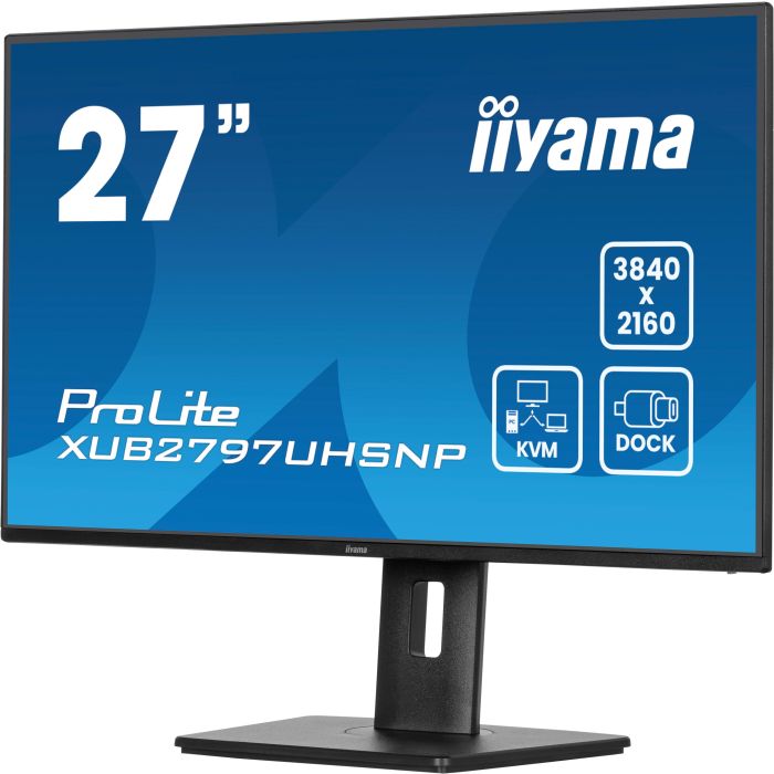 iiyama Monitor ProLite XUB2797UHSNP-B1 27" IPS-panel, 3840x2160 UHD 60Hz4ms, 350cd/m², USB-C Dock, 15cmHeightAdj.Stand, HDMI, DP