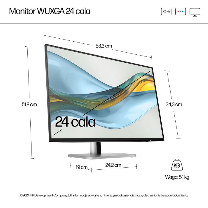 HP S5 PRO 524PN 24 WUXGA 16:10 1920X1200 IPS 350CD 1500:1 5MS DP HDMI 3/3/0