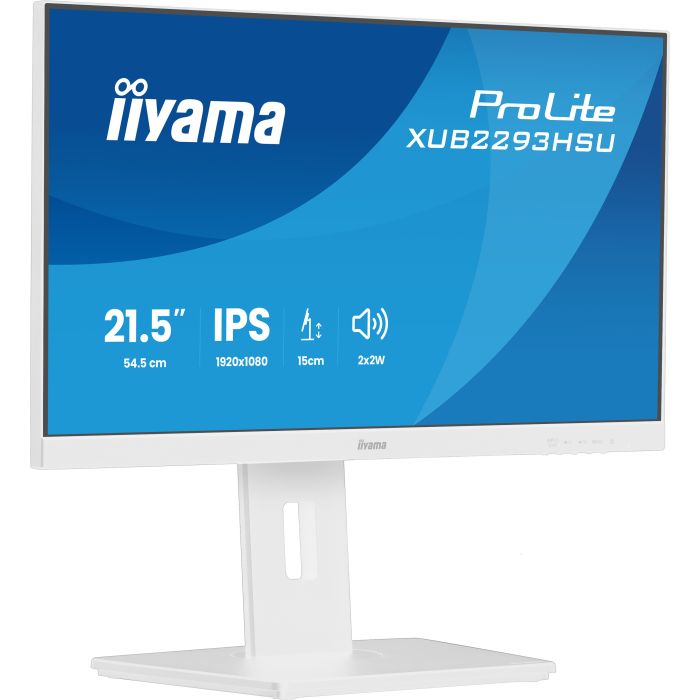 iiyama Monitor ProLite XUB2293HSU-W7 21,5" WH IPS-panel, 1920x1080 100Hz1ms, 300cd/m², 15cmHeightAdj.Stand, Speakers, HDMI, DP
