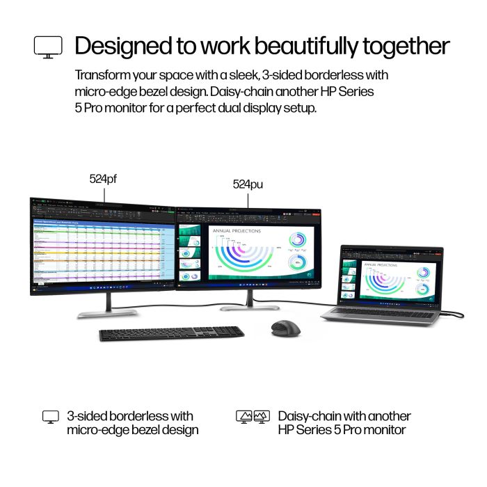 HP S5 PRO 524PU 23.8 FHD 16:9 1920X1080 IPS 350CD 1500:1 USB-C DP HDMI 3/3/0