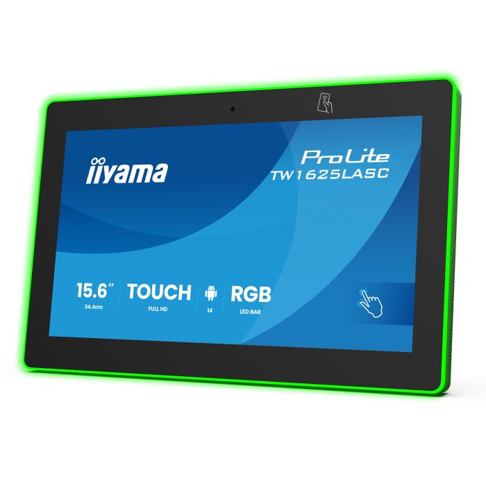 iiyama ProLite Touch Screen TW1625LASC-B3PNR 15,6" IPS, 1920x1080, 390cd/m², 24/7, Mic, Camera 5MP, NFC, RFID, POE, iiSignage2, VESA 75x75