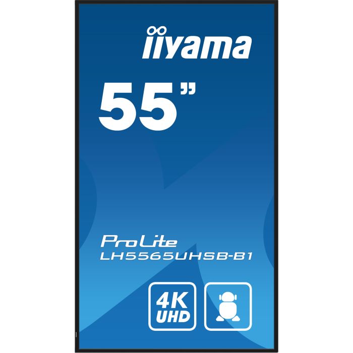 iiyama ProLite LH5565UHSB-B1 55" UHD IPS panel, 3840x2160, 800cd/m², 24/7, iiSignage², 2x HDMI, DP, Land/Port, VESA Mount 400x400