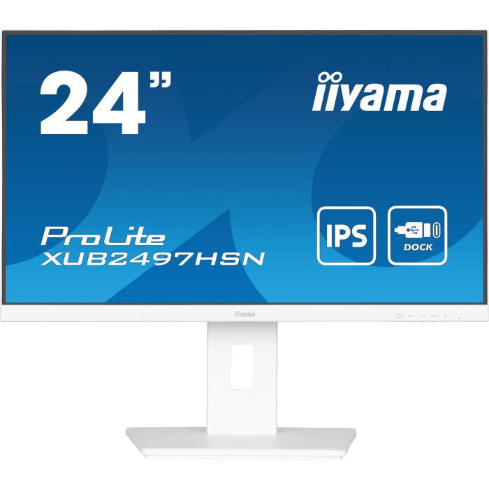 iiyama Monitor ProLite XUB2497HSN-W2 24" WH IPS-panel, 1920x1080 100Hz1ms, 300cd/m², USB-C Dock, HDMI, DP