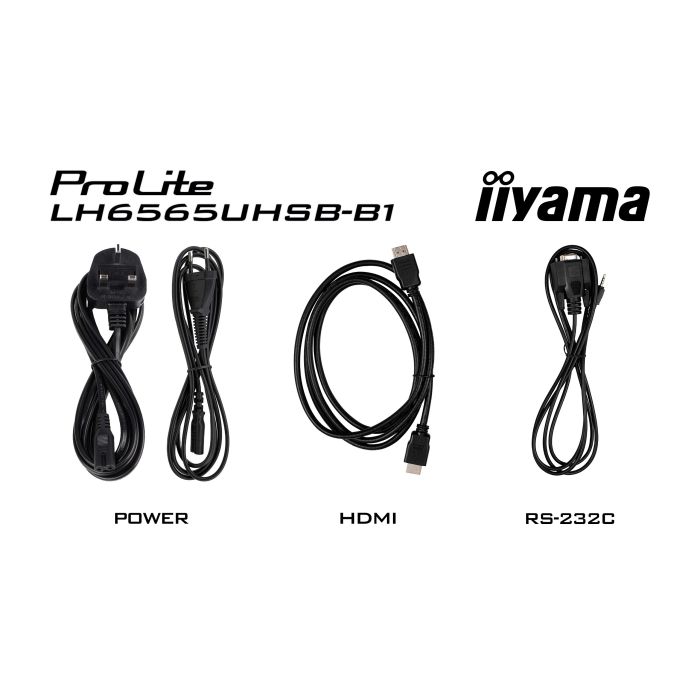iiyama ProLite LH6565UHSB-B1 65" UHD IPS panel, 3840x2160, 800cd/m², 24/7, iiSignage², 2x HDMI, DP, Land/Port, VESA Mount 400x400