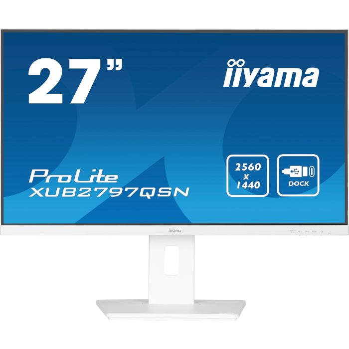 iiyama ProLite XUB2797QSNP-B1 27" IPS-panel WQHD, 2560x1440, 100Hz, 1ms, USB-C, HDMI, DP, KVM, LAN, Dock, Flicker-Free