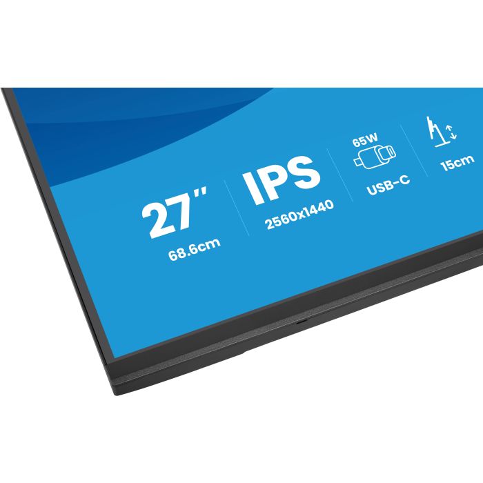 iiyama Monitor ProLite XB2797QSN-B1 27" IPS-panel, 2560x1440 1ms, 350cd/m², EyeComfort, USB-C Dock, USB-C, HDMI, DP