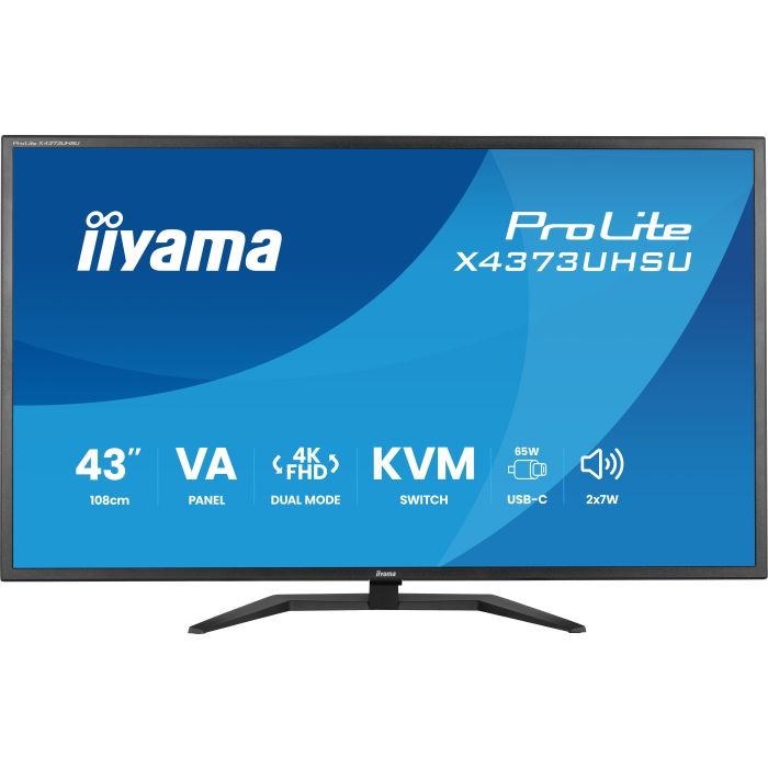 iiyama Monitor ProLite X4373UHSU-B2 43" VA-panel, 3840x2160(4K)UHD-DualMode 120Hz3ms, 450cdm², 2xHDMI, DP, KVM, Remote control