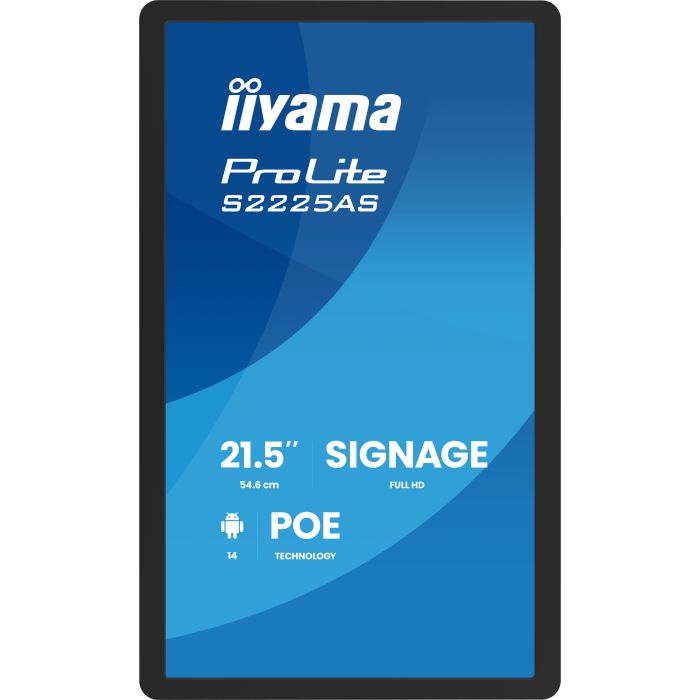 iiyama ProLite S2225AS-B1P 21,5" IPS LED, DS, 1920x1080, 500cd/m², 24/7, 16:9, PoE, iiSignage², Land/Port