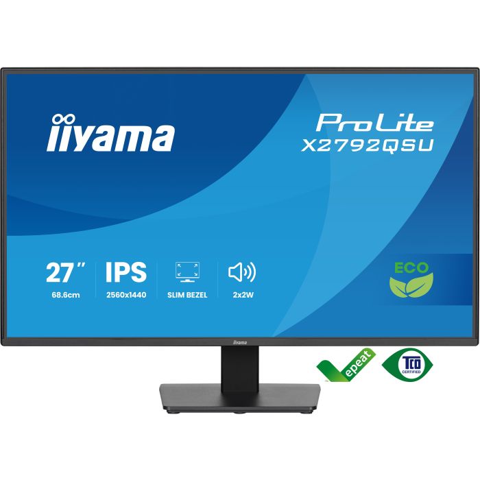 iiyama Monitor ProLite X2792QSU-B1 27" IPS 4-side slim, 2560x1440 120Hz3ms, 1500:1, 350cd/m², Green Choice,HDMI, DP