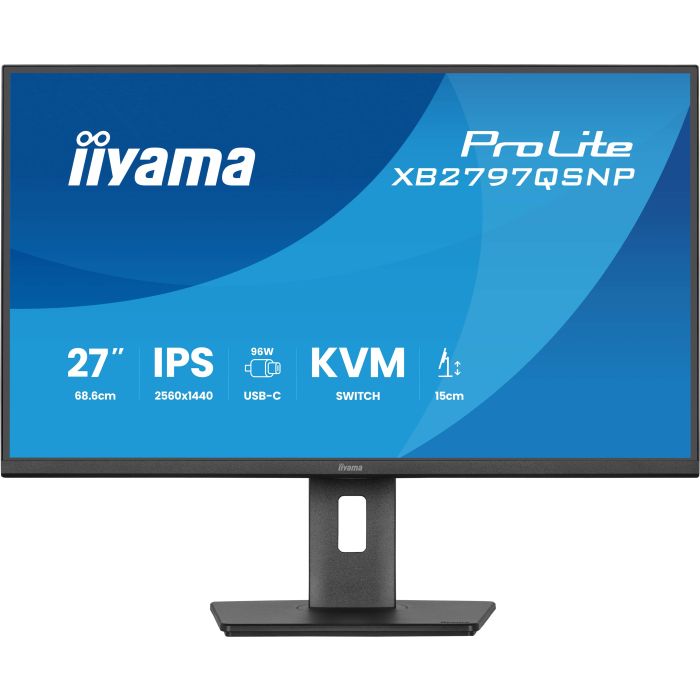 iiyama Monitor ProLite XB2797QSNP-B1 27" IPS-panel, 2560x1440 75Hz1ms, 350cd/m², EyeComfort, USB-C Dock, USB-C, KVM, HDMI, DP