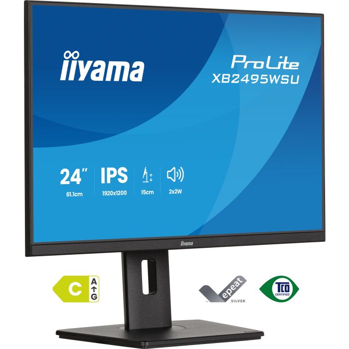 iiyama Monitor ProLite XB2495WSU-B1 24,1" IPS-panel, 1920x1200 100Hz4ms, 350cd/m², 15cmHeightAdj.Stand, HDMI, DP