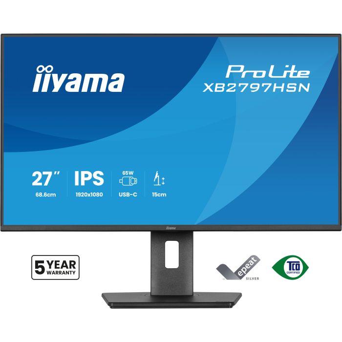 iiyama Monitor ProLite XB2797HSN-B1 27" IPS-panel, 1920x1080 100Hz1ms, 350cd/m², USB-C Dock, 15cmHeightAdj.StandHDMI, DP