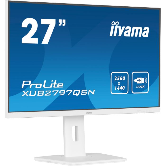 iiyama ProLite XUB2797QSNP-B1 27" IPS-panel WQHD, 2560x1440, 100Hz, 1ms, USB-C, HDMI, DP, KVM, LAN, Dock, Flicker-Free