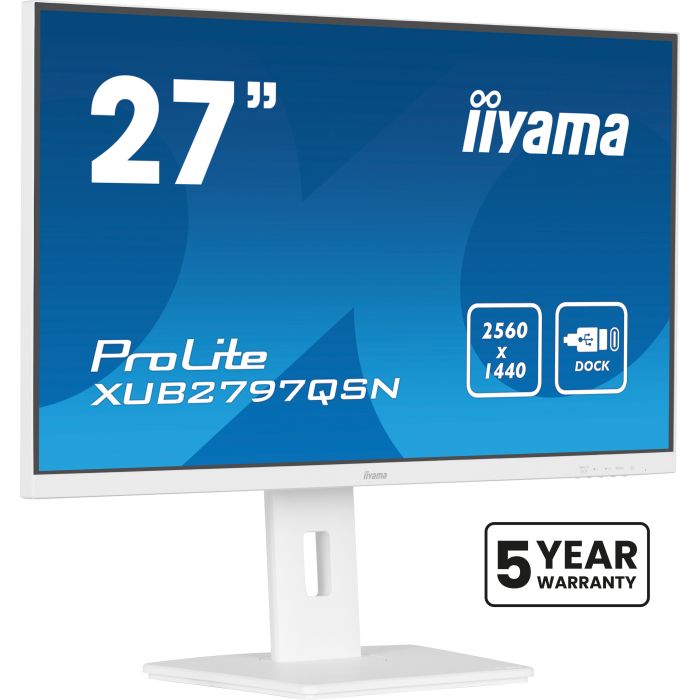 iiyama ProLite XUB2797QSNP-B1 27" IPS-panel WQHD, 2560x1440, 100Hz, 1ms, USB-C, HDMI, DP, KVM, LAN, Dock, Flicker-Free