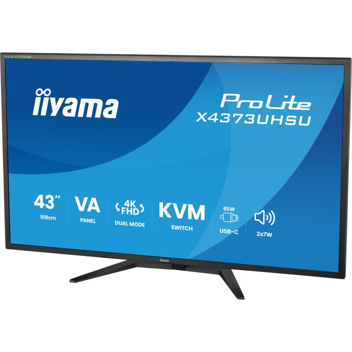 iiyama Monitor ProLite X4373UHSU-B2 43" VA-panel, 3840x2160(4K)UHD-DualMode 120Hz3ms, 450cdm², 2xHDMI, DP, KVM, Remote control