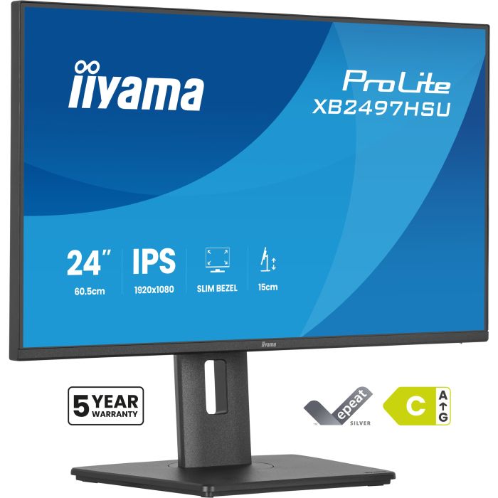 iiyama Monitor ProLite XB2497HSU-B1 24" IPS-panel, 1920x1080 120Hz4ms, 350cd/m², 15cmHeight Adj.Stand, HDMI, DP