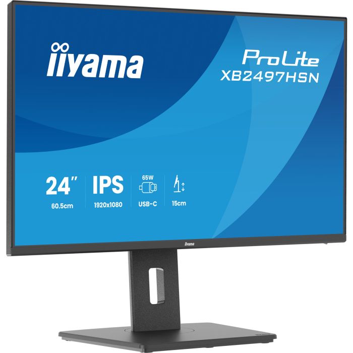 iiyama Monitor ProLite XB2497HSN-B1 24" IPS 4-side slim, 1920x1080 100Hz1ms, 350cd/m², USB-C Dock, 15cmHeightAdj.Stand, HDMI, DP