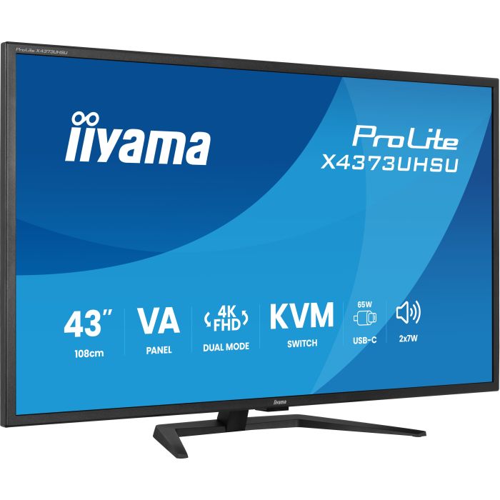 iiyama Monitor ProLite X4373UHSU-B2 43" VA-panel, 3840x2160(4K)UHD-DualMode 120Hz3ms, 450cdm², 2xHDMI, DP, KVM, Remote control