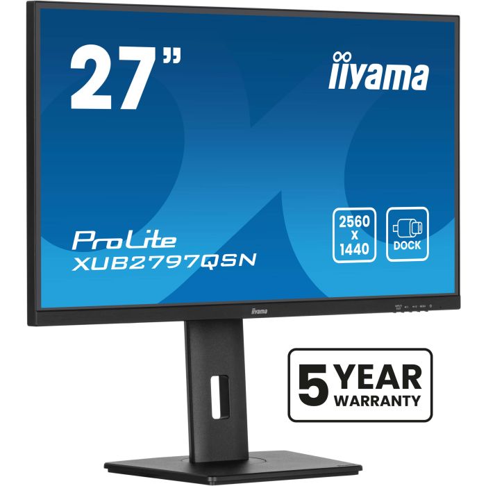 iiyama ProLite XUB2797QSN-B2 27" IPS-panel WQHD, 2560x1440, 100Hz, 1ms, HDMI, DP, USB-C Dock, Flicker-Free