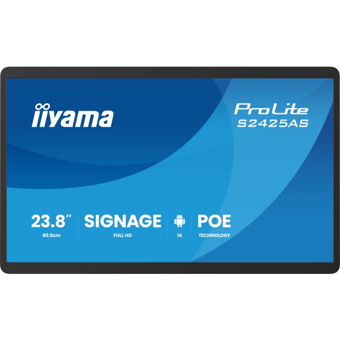 iiyama ProLite S2425AS-B1P 24" IPS LED, DS, 1920x1080, 500cd/m², 24/7, PoE, iiSignage², Land/Port
