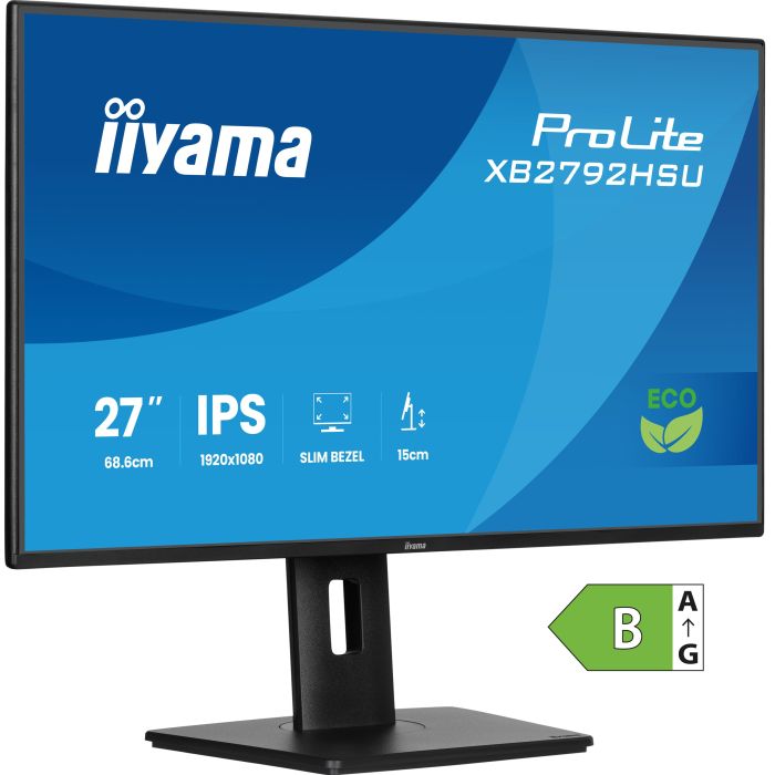 iiyama Monitor ProLite XB2792HSU-B1 27" IPS 4-side slim, 1920x1080 120Hz3ms, 300cd/m², 15cmHeightAdj.Stand, Green Choice, HDMI, DP